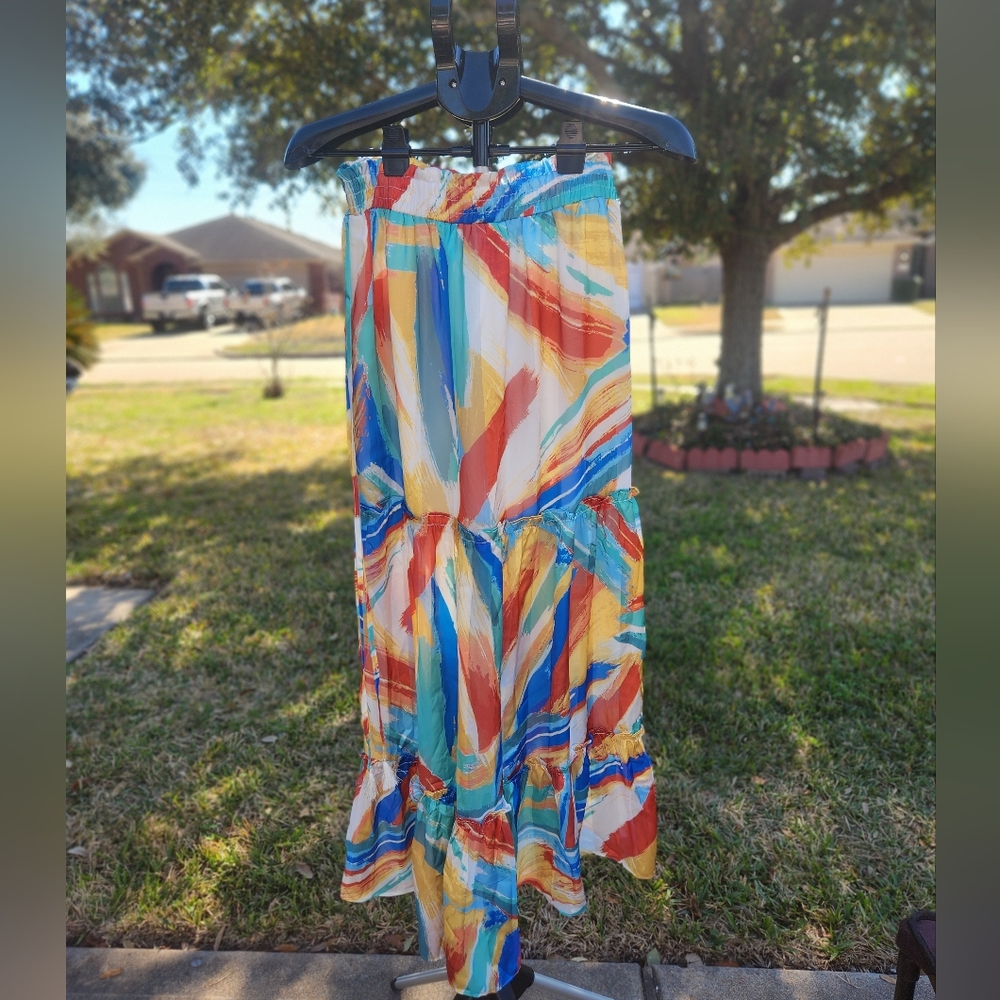 Fashion Nova Vibrant Multicolor Maxi Skirt